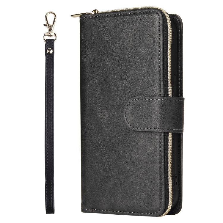 For iPhone 13 Pro 9 Card Slots Zipper Wallet Bag Leather Phone Case (Black) - iPhone 13 Pro Cases by buy2fix | Online Shopping UK | buy2fix