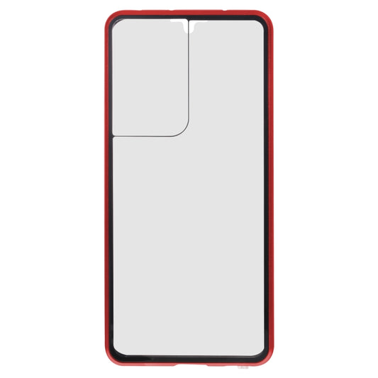 For Samsung Galaxy S21 Ultra 5G Anti-peeping Magnetic Double-sided Tempered Glass Phone Case(Red) by buy2fix
