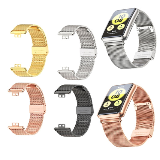 For Huawei Watch Fit Mijobs Milan Buckle Stainless Steel Watch Band(Rose Gold) by MIJOBS