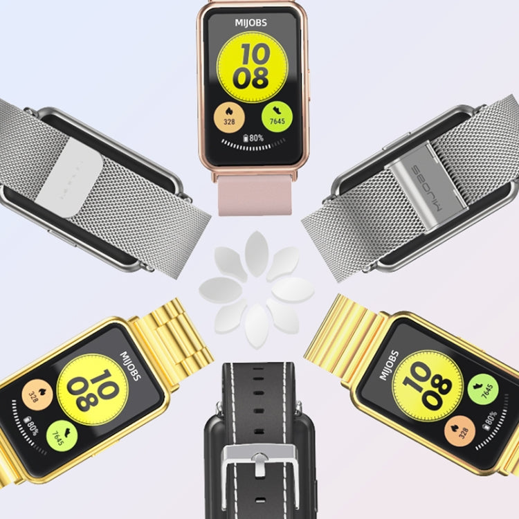 For Huawei Watch Fit Mijobs Milan Buckle Stainless Steel Watch Band(Silver) by MIJOBS