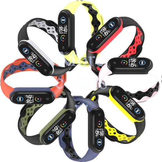 For Xiaomi Mi Band 5/6/7 Mijobs Sport Two-color TPU Watch Band(Black+Army Green) by MIJOBS