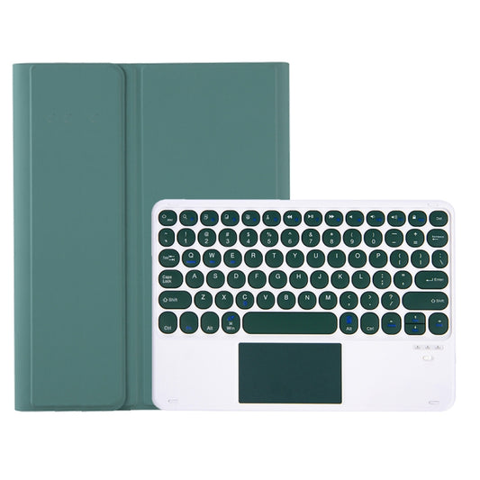 YA610B-A Candy Color Skin Feel Texture Round Keycap Bluetooth Keyboard Leather Case with Touchpad For Samsung Galaxy Tab S6 Lite 10.4 inch SM-P610 / SM-P615(Dark Green) by buy2fix