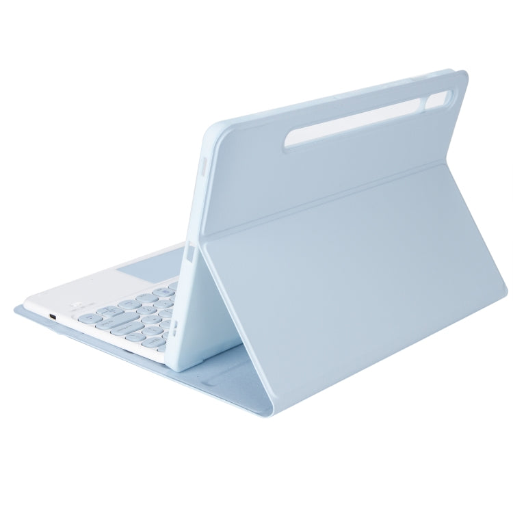 YA08B-A Candy Color Skin Feel Texture Round Keycap Bluetooth Keyboard Leather Case with Touchpad For Samsung Galaxy Tab A8 10.5 2021 SM-X200 / SM-X205(White Ice) - For Samsung by buy2fix | Online Shopping UK | buy2fix