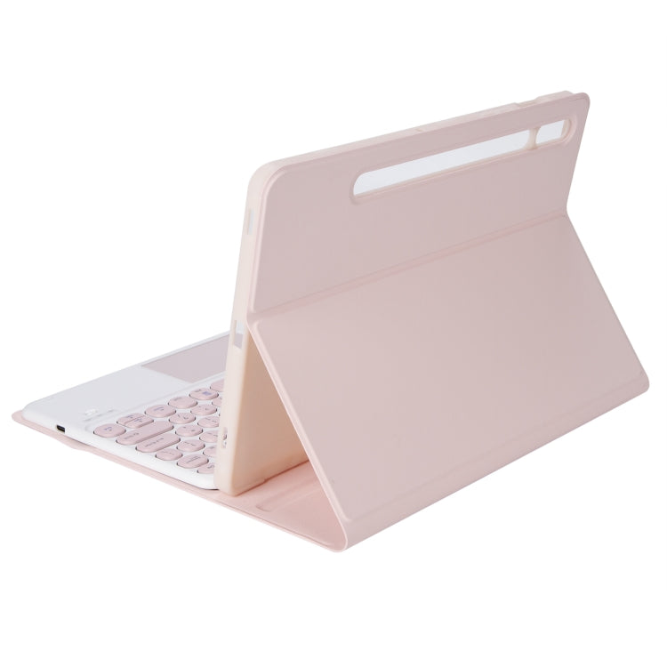 YA700B-A Candy Color Skin Feel Texture Round Keycap Bluetooth Keyboard Leather Case with Touchpad For Samsung Galaxy Tab S8 11 inch SM-X700 / SM-X706 & S7 11 inch SM-X700 / SM-T875(Pink) by buy2fix