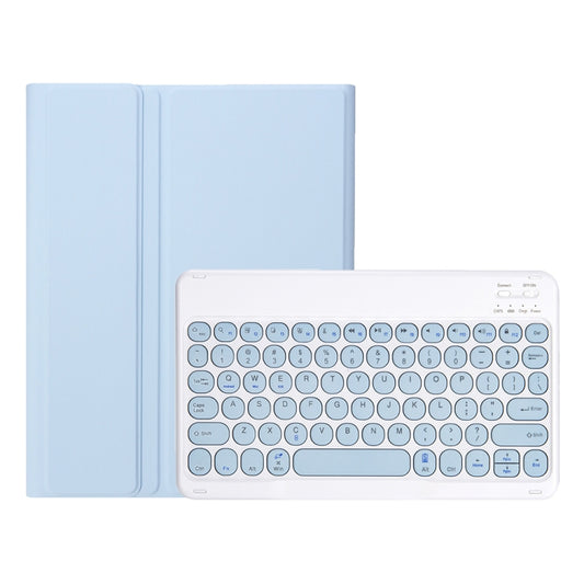 YA08B Candy Color Skin Feel Texture Round Keycap Bluetooth Keyboard Leather Case For Samsung Galaxy Tab A8 10.5 2021 SM-X200 / SM-X205(White Ice) by buy2fix