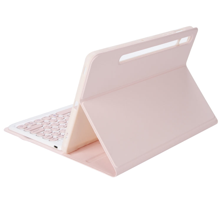 YA700B Candy Color Skin Feel Texture Round Keycap Bluetooth Keyboard Leather Case For Samsung Galaxy Tab S8 11 inch SM-X700 / SM-X706 & S7 11 inch SM-X700 / SM-T875(Pink) by buy2fix