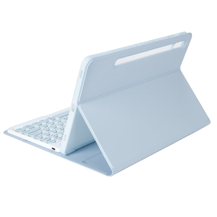 YA700B Candy Color Skin Feel Texture Round Keycap Bluetooth Keyboard Leather Case For Samsung Galaxy Tab S8 11 inch SM-X700 / SM-X706 & S7 11 inch SM-X700 / SM-T875(White Ice) by buy2fix