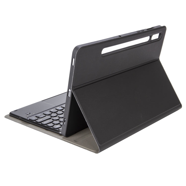 YA08B-A Lambskin Texture Voltage Round Keycap Bluetooth Keyboard Leather Case with Touchpad For Samsung Galaxy Tab A8 10.5 2021 SM-X200 / SM-X205(Black) - Samsung Keyboard by buy2fix | Online Shopping UK | buy2fix