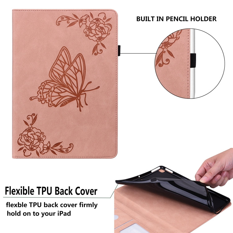 Butterfly Flower Embossed Leather Tablet Case For iPad 10.2 2021&2020&2019 / Air 2019(Rose Gold) - iPad 10.2 Cases by buy2fix | Online Shopping UK | buy2fix
