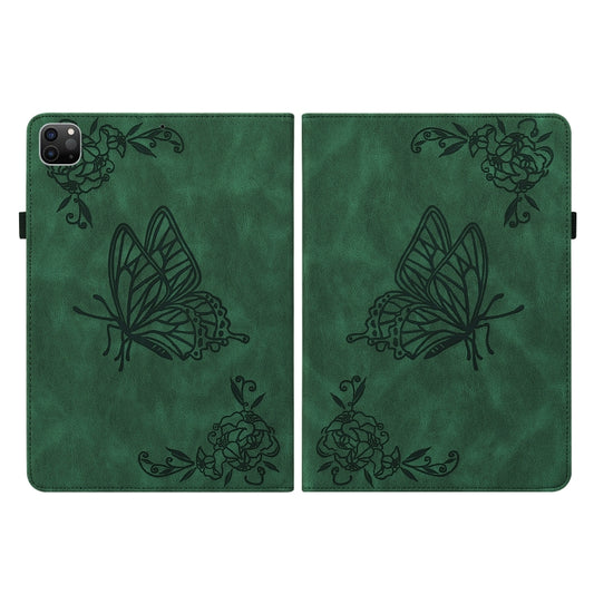 For iPad Pro 11 2022 / 2021 / 2020 / 2018 / Air 2020 10.9 Butterfly Flower Embossed Leather Tablet Case(Green) - iPad Pro 11 (2022/2021) Cases by buy2fix | Online Shopping UK | buy2fix