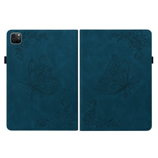 For iPad Pro 11 2022 / 2021 / 2020 / 2018 / Air 2020 10.9 Butterfly Flower Embossed Leather Tablet Case(Blue) - iPad Pro 11 (2022/2021) Cases by buy2fix | Online Shopping UK | buy2fix