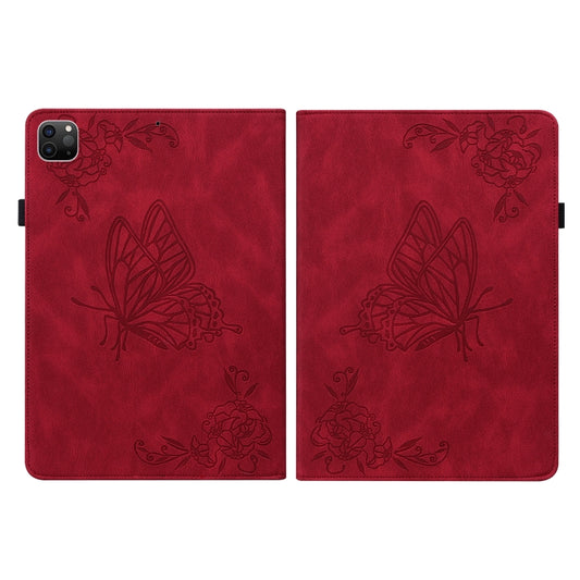 For iPad Pro 11 2022 / 2021 / 2020 / 2018 / Air 2020 10.9 Butterfly Flower Embossed Leather Tablet Case(Red) - iPad Pro 11 (2022/2021) Cases by buy2fix | Online Shopping UK | buy2fix