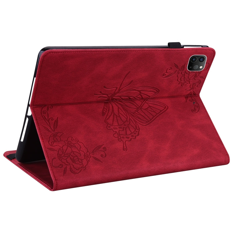 For iPad Pro 11 2022 / 2021 / 2020 / 2018 / Air 2020 10.9 Butterfly Flower Embossed Leather Tablet Case(Red) - iPad Pro 11 (2022/2021) Cases by buy2fix | Online Shopping UK | buy2fix