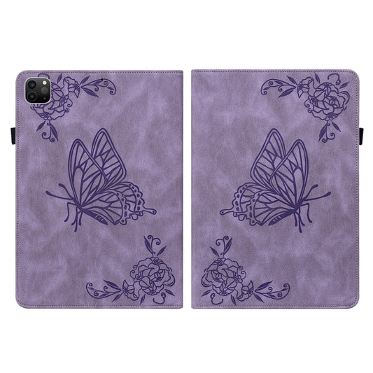 For iPad Pro 11 2022 / 2021 / 2020 / 2018 / Air 2020 10.9 Butterfly Flower Embossed Leather Tablet Case(Purple) - iPad Pro 11 (2022/2021) Cases by buy2fix | Online Shopping UK | buy2fix
