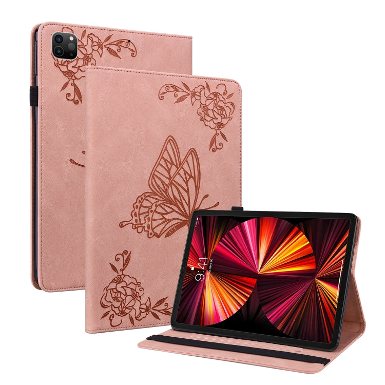 For iPad Pro 11 2022 / 2021 / 2020 / 2018 / Air 2020 10.9 Butterfly Flower Embossed Leather Tablet Case(Rose Gold) - iPad Pro 11 (2022/2021) Cases by buy2fix | Online Shopping UK | buy2fix