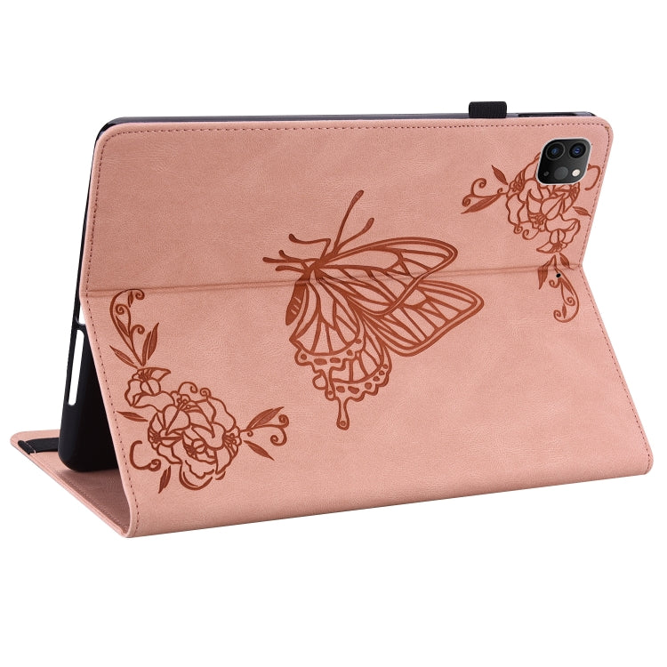 For iPad Pro 11 2022 / 2021 / 2020 / 2018 / Air 2020 10.9 Butterfly Flower Embossed Leather Tablet Case(Rose Gold) - iPad Pro 11 (2022/2021) Cases by buy2fix | Online Shopping UK | buy2fix