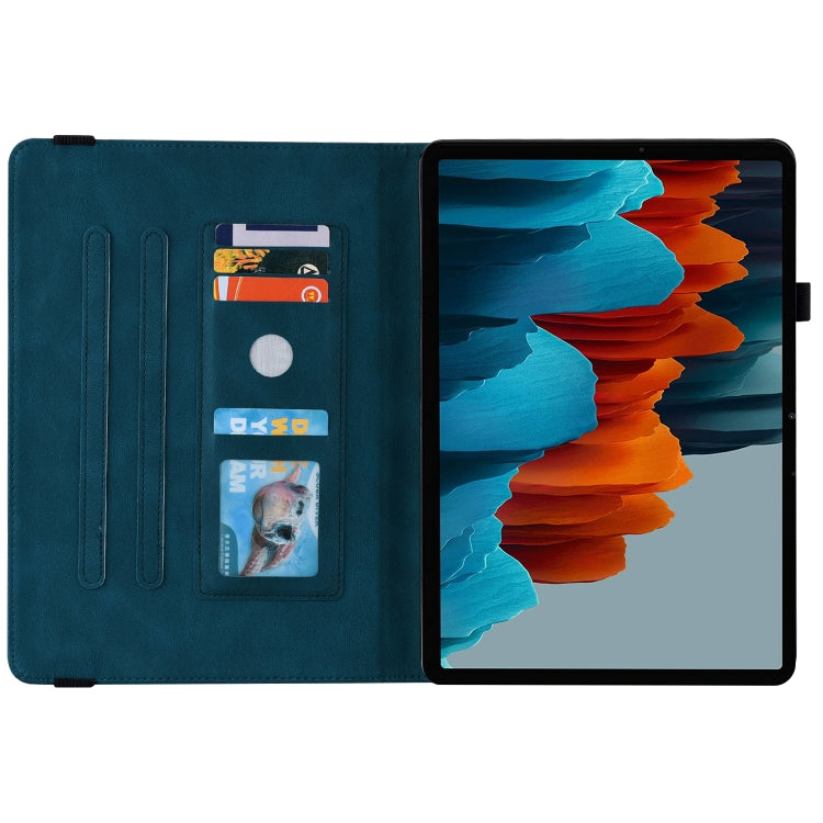 For Samsung Galaxy Tab S7 11 inch T870/SM-T875 Butterfly Flower Embossed Leather Tablet Case(Blue) - Galaxy Tab S7 by buy2fix | Online Shopping UK | buy2fix