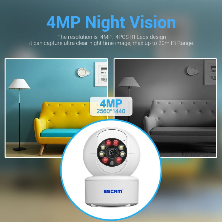 ESCAM QF005 4MP Indoor HD WiFi Pan-tilt Camera, Support Motion Detection / Two-way Audio / Night Vision(US Plug) - Wireless Camera by ESCAM | Online Shopping UK | buy2fix