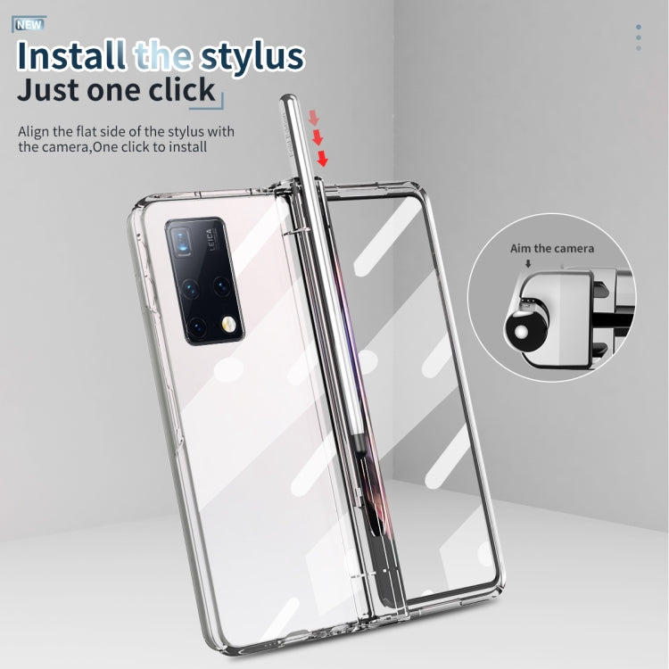 For Huawei Mate X2 Electroplating Hinge Phone Case with Stylus(Transparent) - Huawei Cases by buy2fix | Online Shopping UK | buy2fix