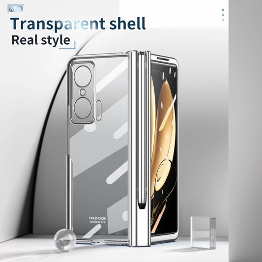 For Honor Magic V Electroplating Hinge Phone Case with Stylus(Silver) - Honor Cases by buy2fix | Online Shopping UK | buy2fix