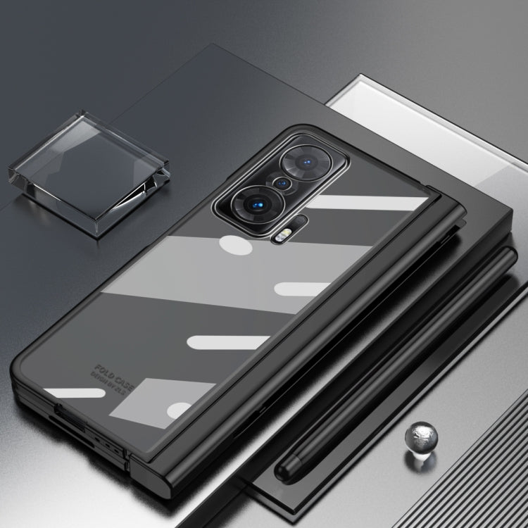 For Honor Magic V Full Body Electroplating Hinge Phone Case with Stylus(Black) - Honor Cases by buy2fix | Online Shopping UK | buy2fix