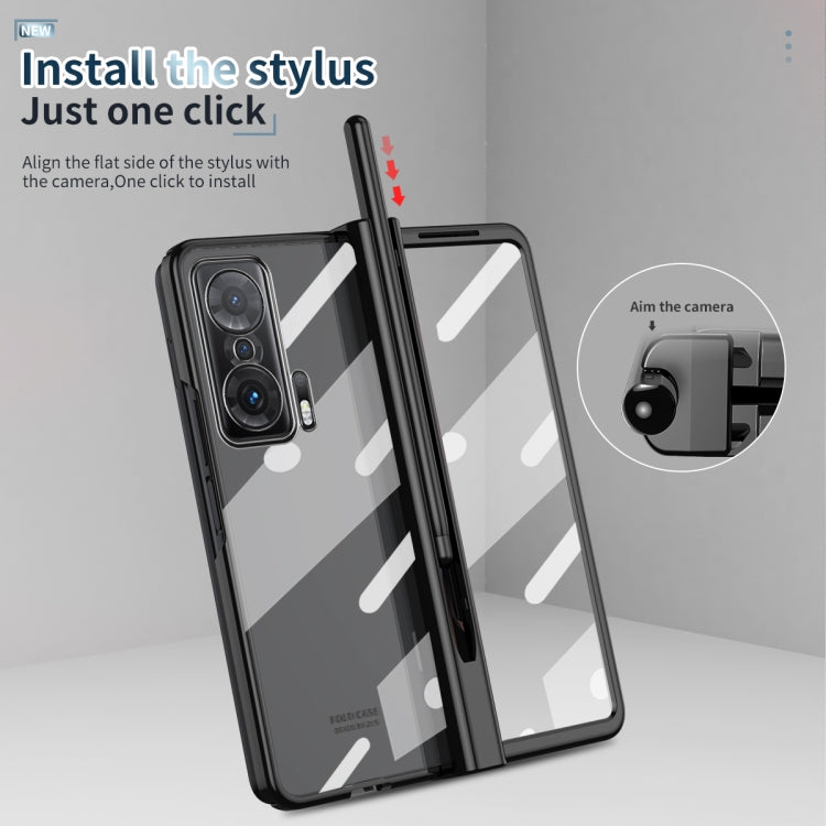 For Honor Magic V Full Body Electroplating Hinge Phone Case with Stylus(Black) - Honor Cases by buy2fix | Online Shopping UK | buy2fix