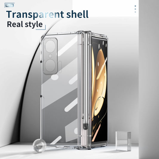 For Honor Magic V Full Body Electroplating Hinge Phone Case with Stylus(Transparent) - Honor Cases by buy2fix | Online Shopping UK | buy2fix