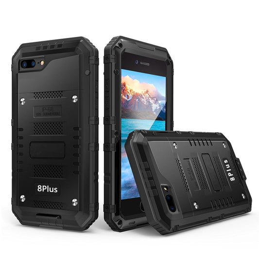 Metal + Silicone Phone Case with Screen Protector For iPhone 8 Plus / 7 Plus(Black) - More iPhone Cases by buy2fix | Online Shopping UK | buy2fix