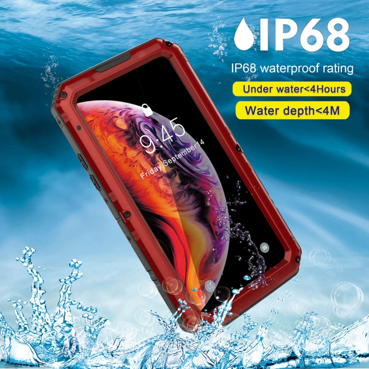 For iPhone XS Max Metal + Silicone Phone Case with Screen Protector(Red) - More iPhone Cases by buy2fix | Online Shopping UK | buy2fix