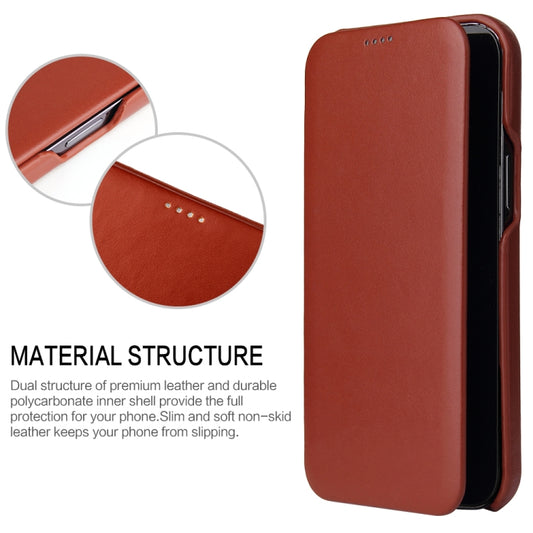For iPhone 13 Pro Max Fierre Shann Magnetic Genuine Leather Phone Case (Brown) - iPhone 13 Pro Max Cases by FIERRE SHANN | Online Shopping UK | buy2fix