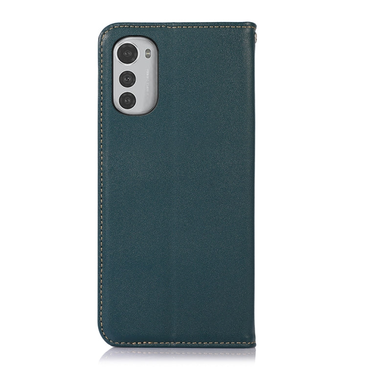 For Motorola Moto E32 4G KHAZNEH Nappa Top Layer Cowhide Leather Phone Case(Green) - Motorola Cases by buy2fix | Online Shopping UK | buy2fix