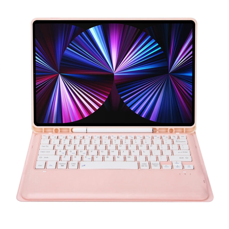 C12B Detachable Pen Slot Bluetooth Keyboard Leather Tablet Case For iPad Air 13 2025 / 2024 / Pro 12.9 inch 2021/2020/2018(Pink) - For iPad Pro by buy2fix | Online Shopping UK | buy2fix
