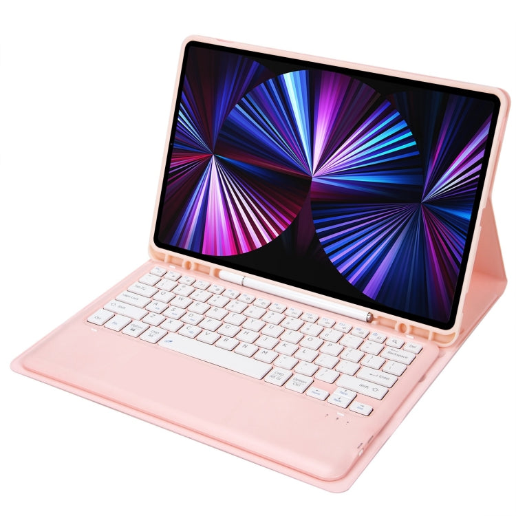 C12B Detachable Pen Slot Bluetooth Keyboard Leather Tablet Case For iPad Air 13 2025 / 2024 / Pro 12.9 inch 2021/2020/2018(Pink) - For iPad Pro by buy2fix | Online Shopping UK | buy2fix