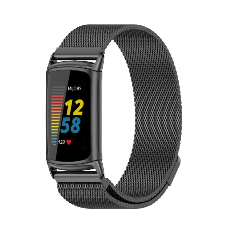 For Fitbit Charge 5 / Charge 6 Mijobs Magnetic Metal Watch Band(Black) - Watch Bands by MIJOBS | Online Shopping UK | buy2fix