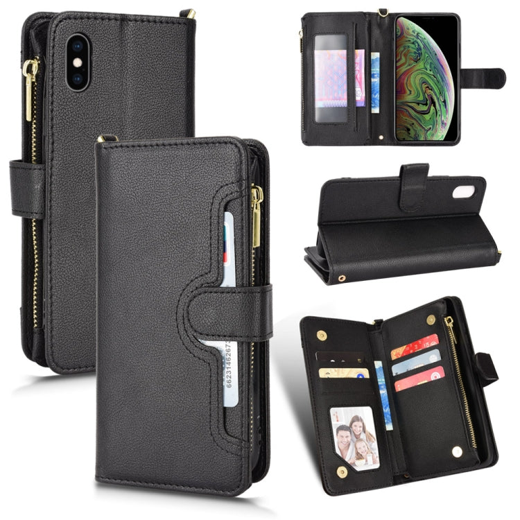 For iPhone X / XS Litchi Texture Zipper Leather Phone Case(Black) - More iPhone Cases by buy2fix | Online Shopping UK | buy2fix