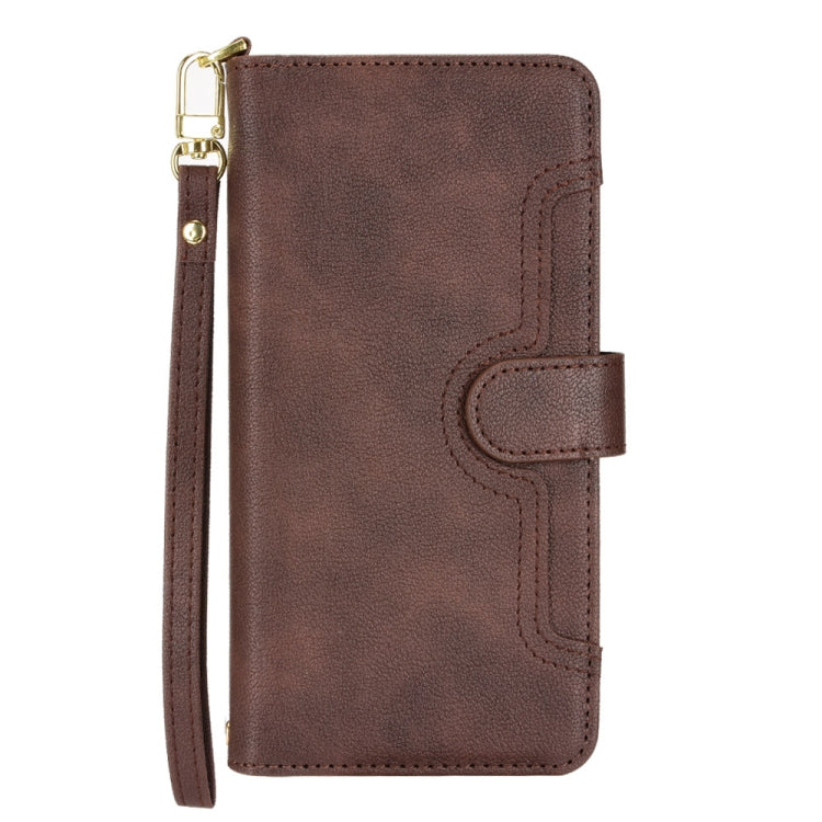 For iPhone X / XS Litchi Texture Zipper Leather Phone Case(Brown) - More iPhone Cases by buy2fix | Online Shopping UK | buy2fix