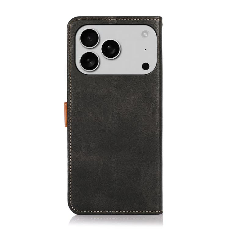 For iPhone 17 Pro KHAZNEH Dual-color Cowhide Texture Flip Leather Phone Case(Black) - iPhone 17 Pro Cases by buy2fix | Online Shopping UK | buy2fix