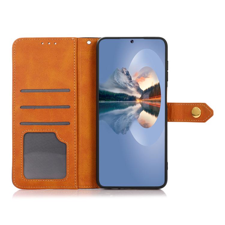 For iPhone 15 Plus KHAZNEH Dual-color Cowhide Texture Flip Leather Phone Case(Black) - iPhone 16e Cases by buy2fix | Online Shopping UK | buy2fix
