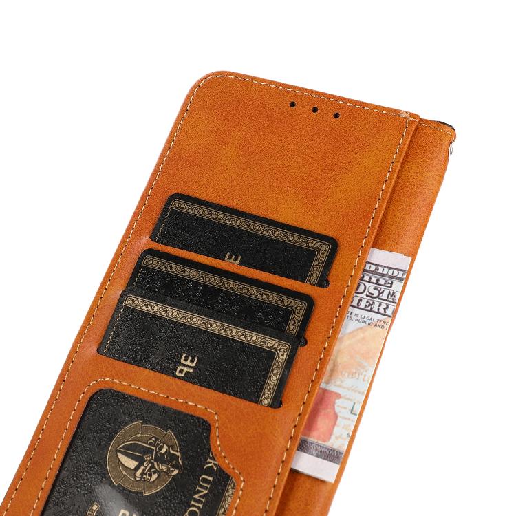 For iPhone 15 Plus KHAZNEH Dual-color Cowhide Texture Flip Leather Phone Case(Black) - iPhone 16e Cases by buy2fix | Online Shopping UK | buy2fix