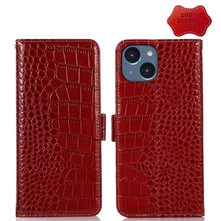 For iPhone 14 Plus Crocodile Top Layer Cowhide Leather Phone Case (Red) - iPhone 14 Plus Cases by buy2fix | Online Shopping UK | buy2fix