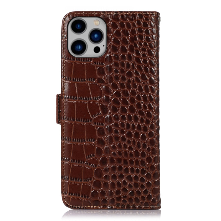 For iPhone 14 Plus Crocodile Top Layer Cowhide Leather Phone Case (Brown) - iPhone 14 Plus Cases by buy2fix | Online Shopping UK | buy2fix