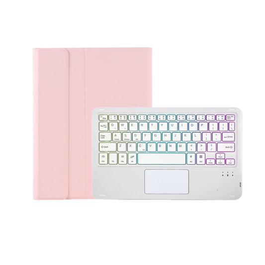 T11B-AS Skin Feel Pen Slot Touch Pad Backlight Bluetooth Keyboard Leather Tablet Case For iPad Air 11 2025 / 2024 / Pro 11 2021&2020&2018(Pink) by buy2fix