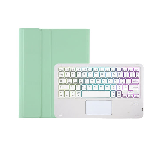 T11B-AS Skin Feel Pen Slot Touch Pad Backlight Bluetooth Keyboard Leather Tablet Case For iPad Air 11 2025 / 2024 / Pro 11 2021&2020&2018(Mint Green) by buy2fix