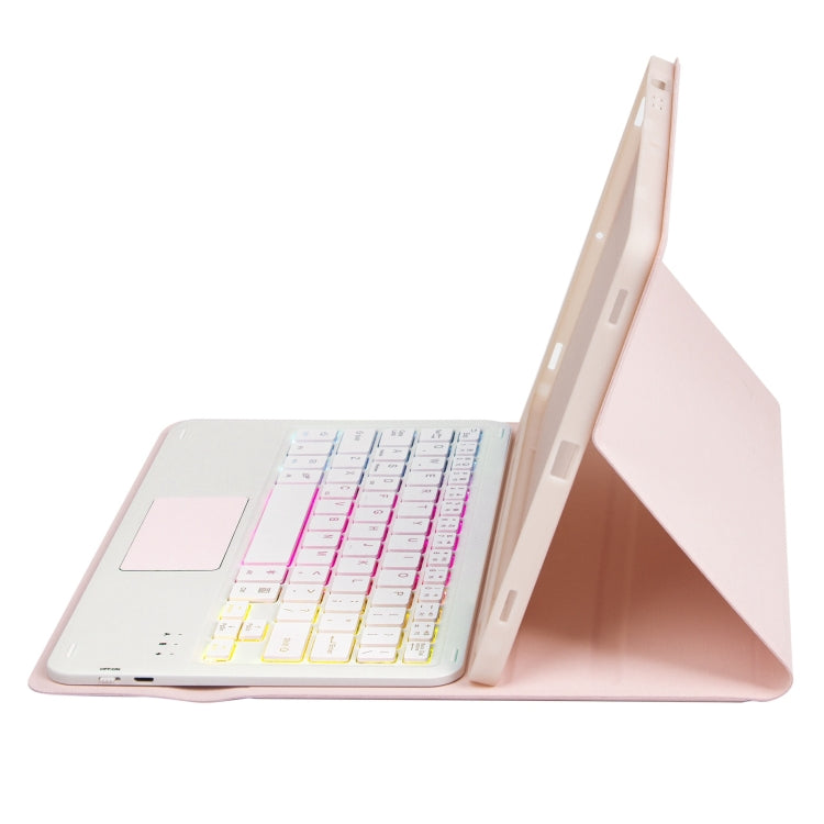 T098B-AS Skin Feel Pen Slot Touch Pad Backlight Bluetooth Keyboard Leather Tablet Case For iPad Air 11 2025 / 2024 / Air 4 10.9 2020 / Air 5 10.9 2022 (Pink) by buy2fix