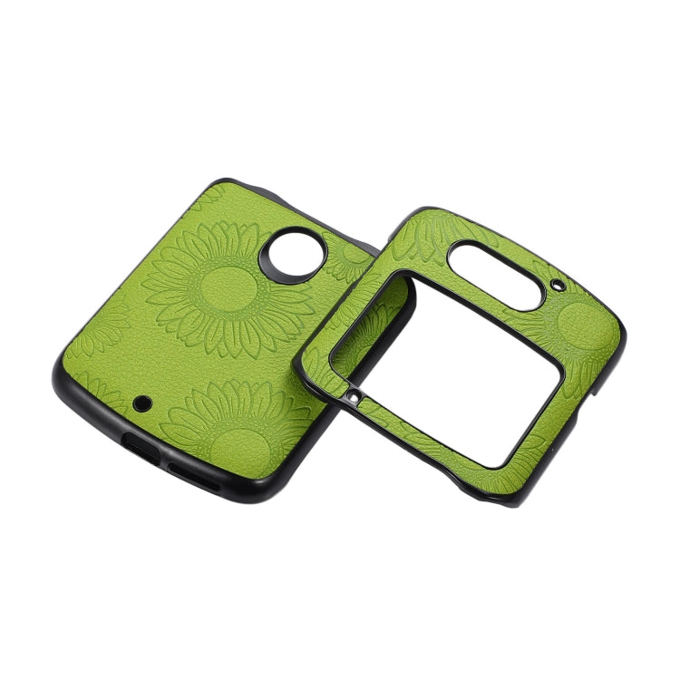 For Motorola Razr 5G Sunflower Pattern PU+TPU+PC Shockproof Phone Case(Light Green) - Motorola Cases by buy2fix | Online Shopping UK | buy2fix