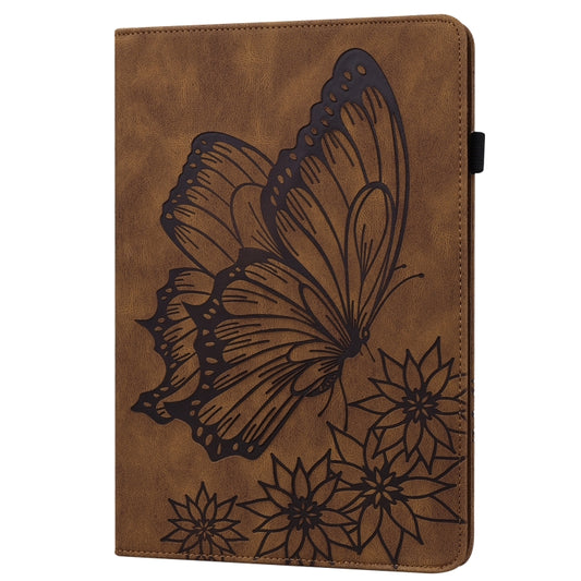 For iPad 10.2 2020 / Air 2019 Big Butterfly Embossed Smart Leather Tablet Case(Brown) - iPad 10.2 Cases by buy2fix | Online Shopping UK | buy2fix