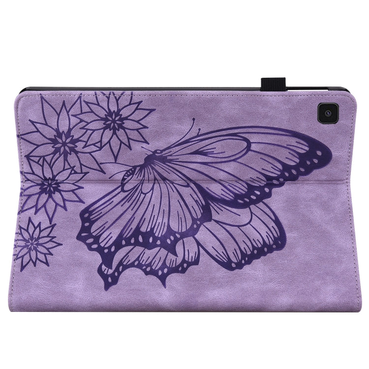 For Samsung Galaxy Tab A7 Lite T220/T225 Big Butterfly Embossed Leather Tablet Case(Purple) - Tab A7 Lite T220 / T225 by buy2fix | Online Shopping UK | buy2fix
