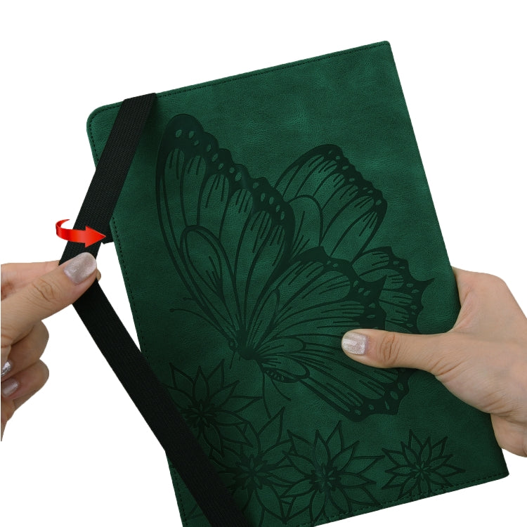 For Samsung Galaxy Tab A8 Big Butterfly Embossed Leather Tablet Case(Green) by buy2fix