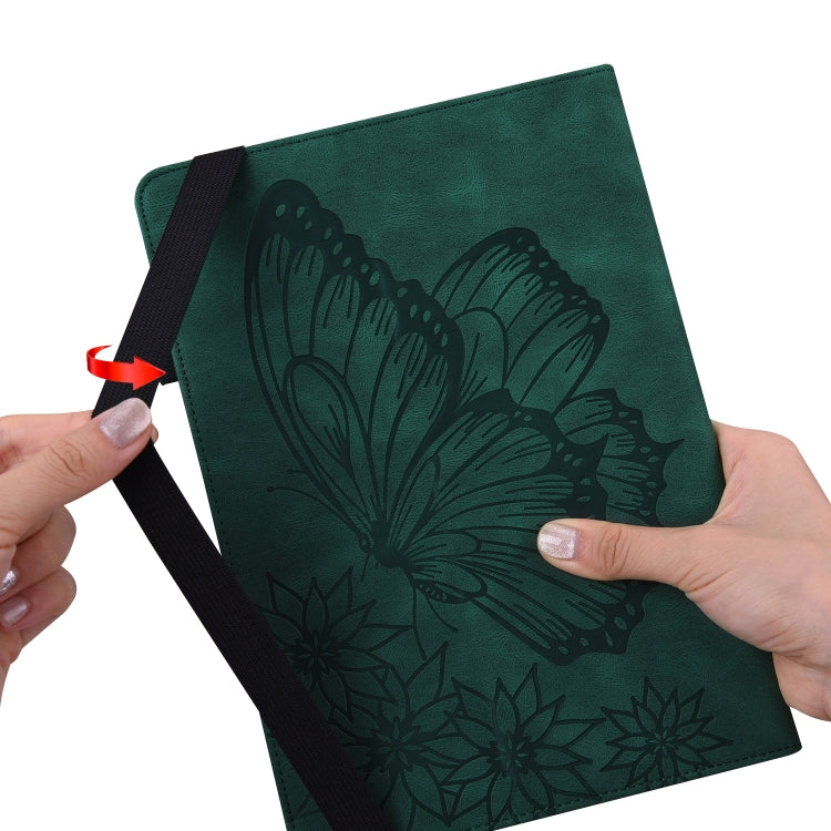 For Samsung Galaxy Tab S8 Big Butterfly Embossed Leather Tablet Case(Green) by buy2fix