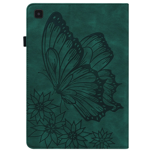 For Samsung Galaxy Tab S5e T720/T725 Big Butterfly Embossed Leather Tablet Case(Green) by buy2fix